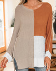 Colorblock Knit V-Neck Sweater