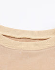 Solid Ribbed Trim Drop Shoulder Oversize Sweatshirt