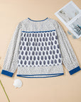 Plus Size Boho Floral Patchwork Puff Sleeve Blouse