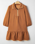 Danielle Zip Collar Textured Mini Dress
