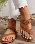 Everleigh Buckle Leathered Flat Slippers