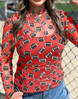 Game Day Sheer Mesh Long Sleeve Top