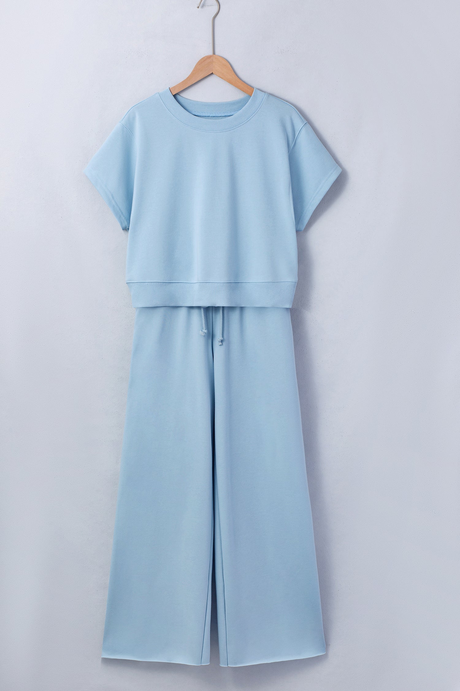 Solid Loose Tee &amp; Wide Leg Pants Set