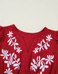 Floral Embroidered Long Sleeve Tiered Maxi Dress