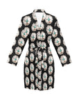 Silver Concho Women's Long Sleeve Belted Satin Feel Dressing Lounge Robe