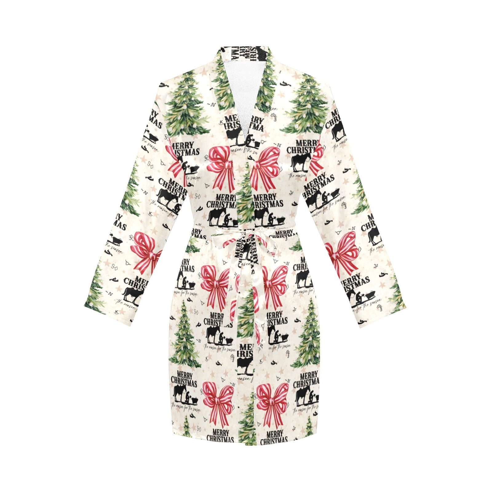 Baha Ranch Praying Cowboy Christmas Western Cowgirl Satin Robe