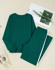 Solid Varsity Stripe Top and  Pants Set
