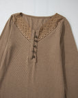 Khaleesi anglaise Broider Ribbed Long Sleeve Top