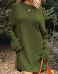 Solid Slouchy Drop Shoulder Sweater Dress