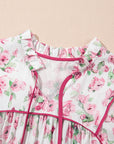 Plus Size Floral Tied V-Neck Mini Dress