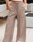 Mineral Wash Reverse Seam Drawstring Elastic Waist Pants