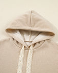 Solid Corduroy Lace Hoodie and Pants Set