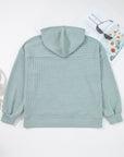 Solid Ribbed Drop Shoulder Hoodie