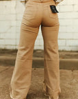 NELLIE CAMEL DISTRESSED WIDE LEG | JEANS