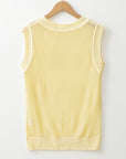 Solid Hollowed Knit Sleeveless Sweater Top