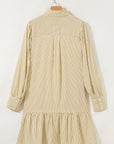 Stripe Collared Cuff Long Sleeve Mini Dress