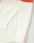 Colorblock Stripe Drop Shoulder Bubble Sleeve Sweater