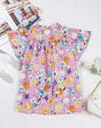 Floral Flutter Sleeve V-Neck Top