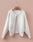 Pearl Embellished Open-Front Cardigan