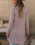 Solid Openwork Knit Button-Up Cardigan
