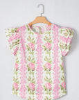 Floral Ruffle Short Sleeve Top