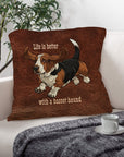 Baha Ranch Basset Hound Life is Better Throw Pillow Case Made in America