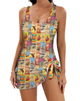 Baha Ranch Vintage Rodeo Poster Skirted Swimsuit