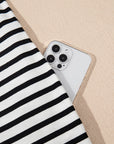 Stripe Patchwork V-Neck Collared Mini Dress