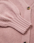 Textured Knit Button Front V-Neck Cardigan