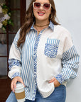 Livia Striped Patchwork Casual PLUS Shirt