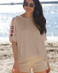 Crochet Trim Dolman Sleeve T-Shirt