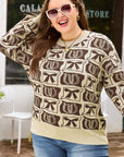 Magnolia Horseshoe Print Checkered PLUS Sweater