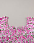 Plus Size Floral Smocked Puff Sleeve Dress