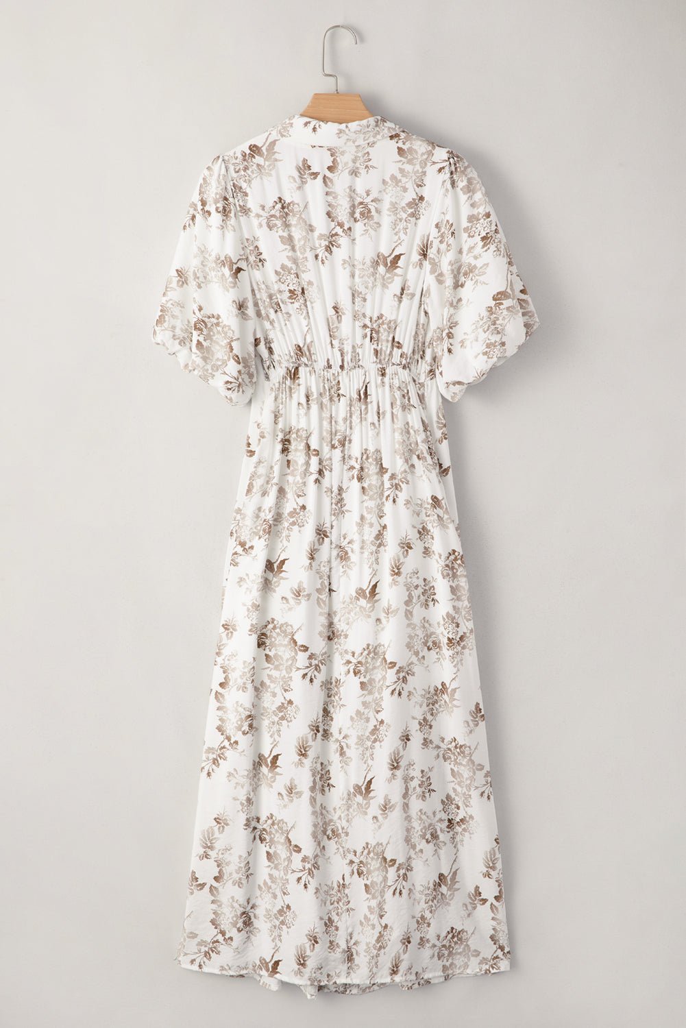 Iliana Floral Puff Sleeve V Neck Buttoned Front Maxi Dress