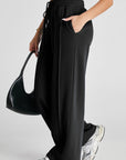 Solid Seam Drawstring Wide Leg Sweatpants
