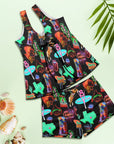 Baha Ranch Neon Rodeo Tankini & Boy Shorts Swim Set