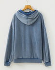 Solid Half-Zip Kangaroo Pocket Baggy Hoodie