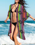 Baha Ranch Neon Aztec Duster Kimono Coverup Women's Long Cover Up