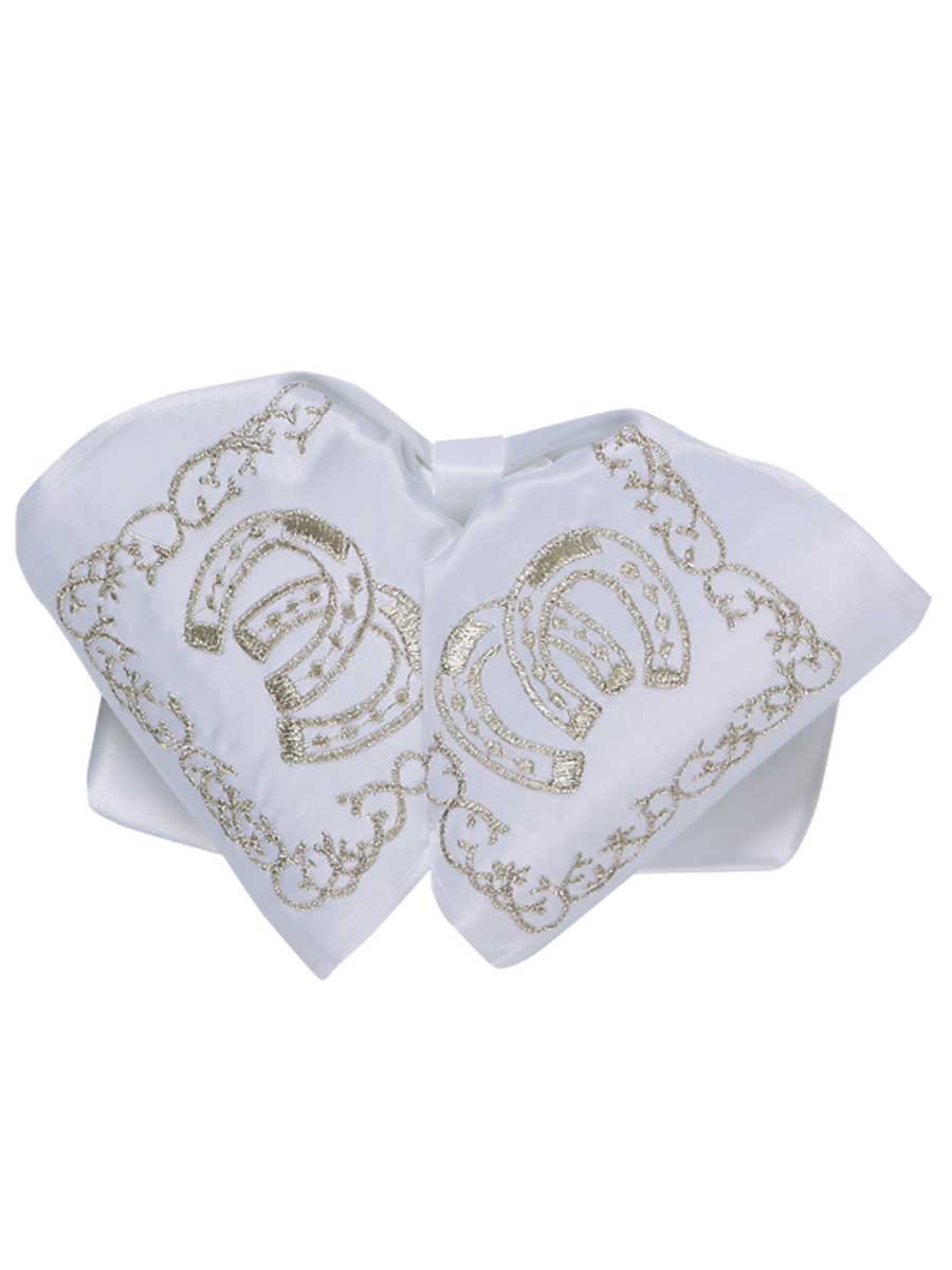 Mexican Charro Bow Tie 100% Polyester in White/Silver