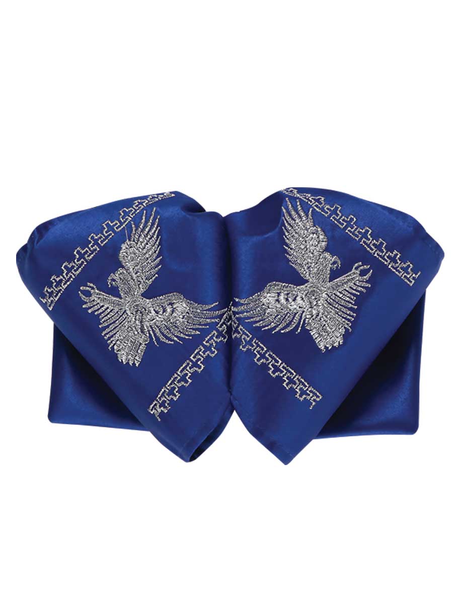 Mexican Charro Bow Tie 100% Polyester in Royal Blue/Silver