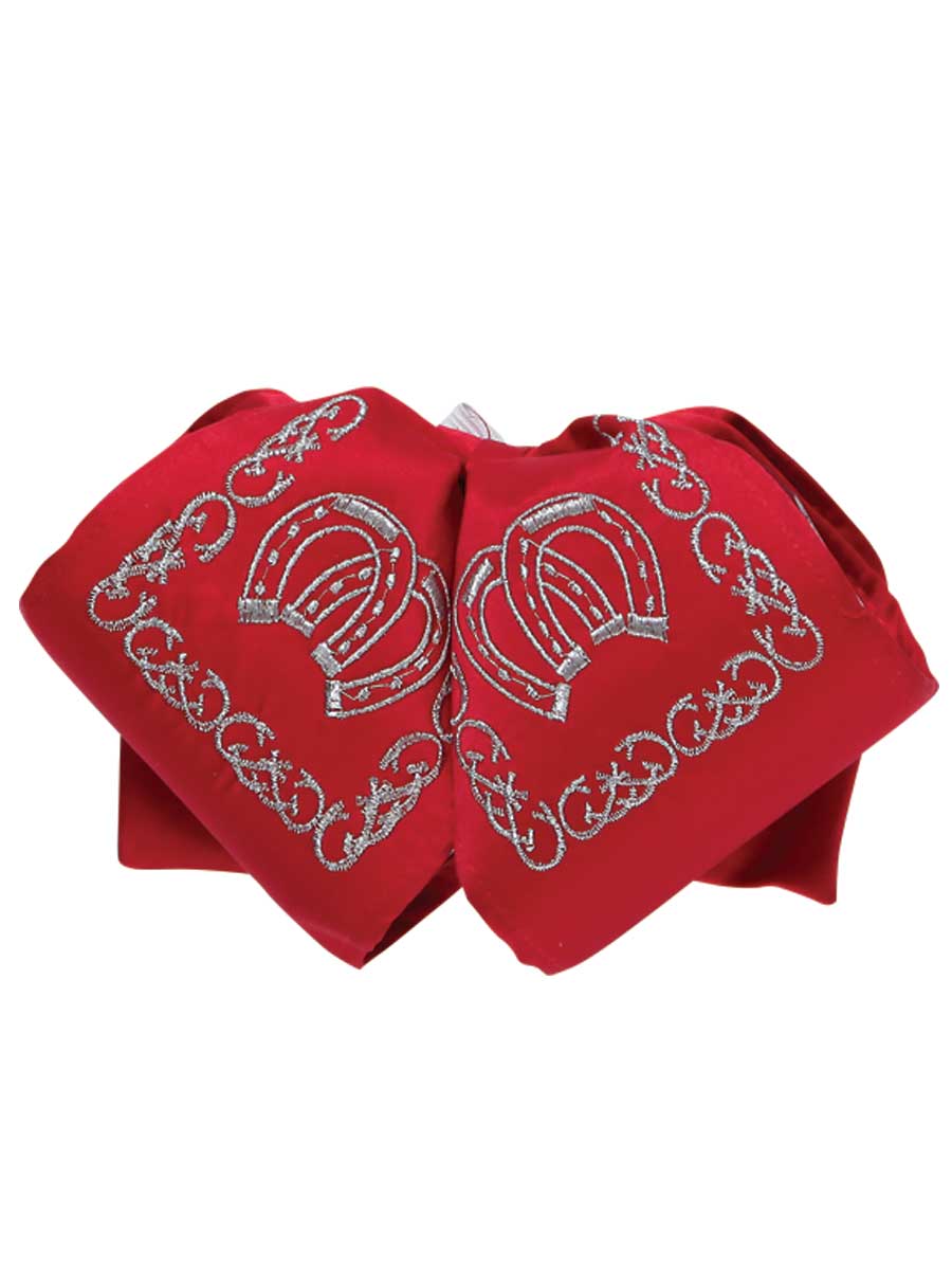 Elegant Mexican Charro Bow Tie in Crimson Red and Silver Premium Polyester Fabric