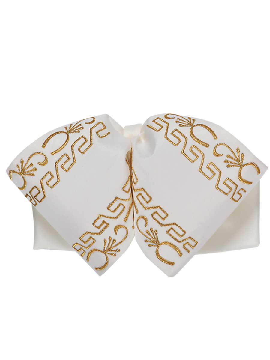 Mexican Charro Bow Tie 100% Polyester in Ivory/Gold