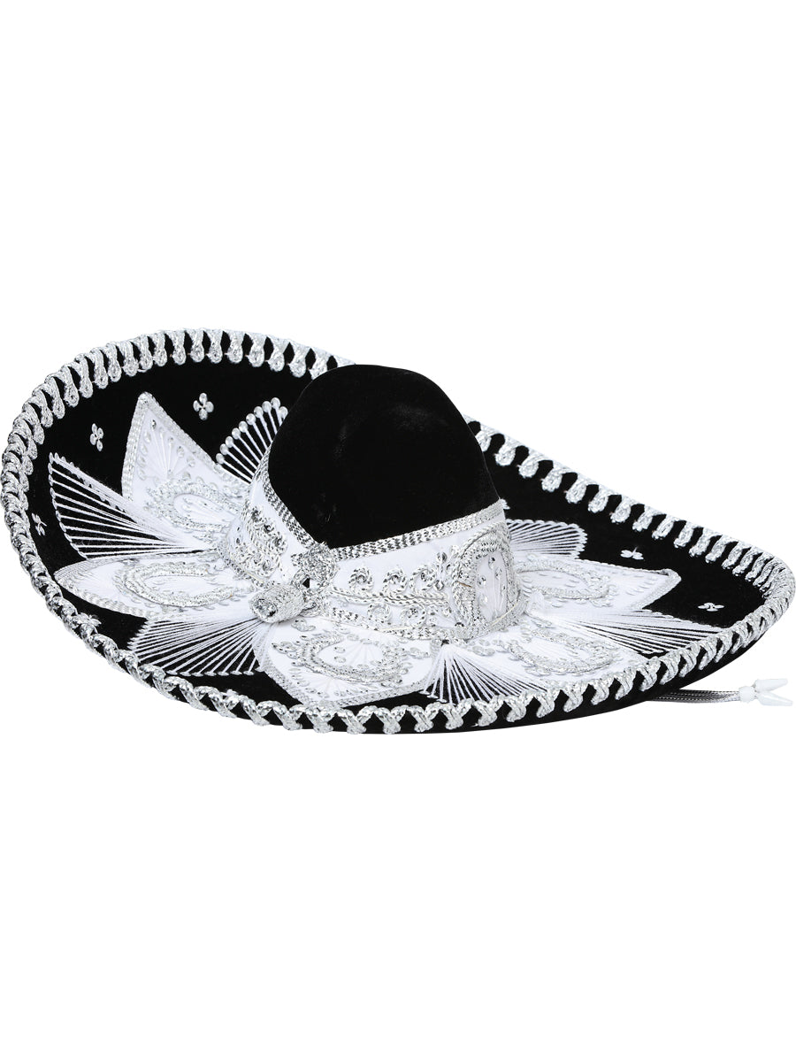 Adult Mexican Charro Hat — Velvet in Black/Silver