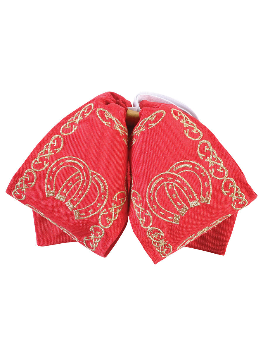 Adult Mexican Charro Bow Tie 100% Polyester in Red/Gold