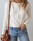 Teresa Color Waffle Half Long Sleeve Top