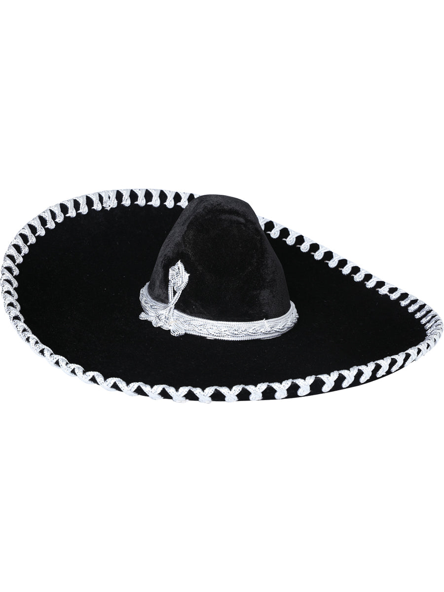 Adult Mexican Charro Hat — Velvet in Black/Silver
