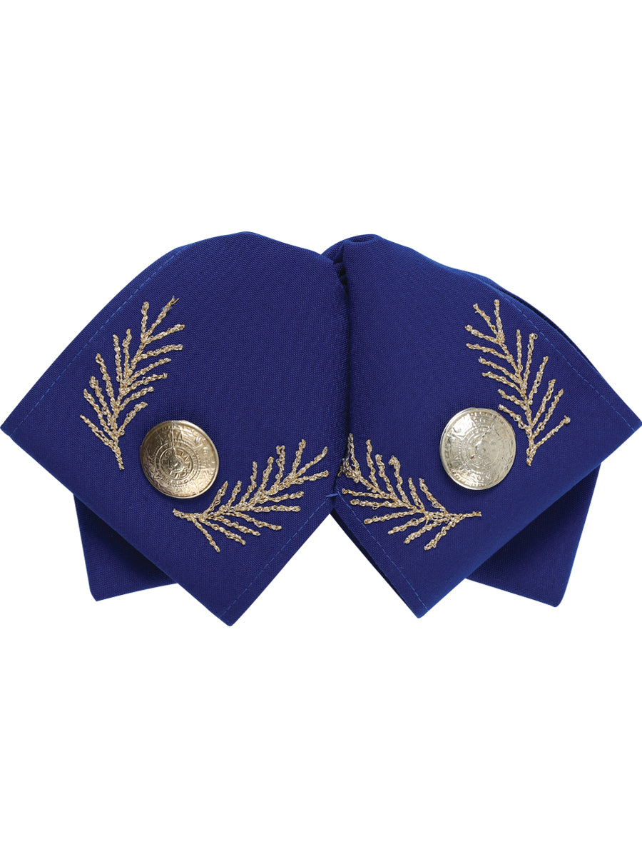 Artisanal Embroidered Charro Bow 100% Polyester in Royal Blue/Gold