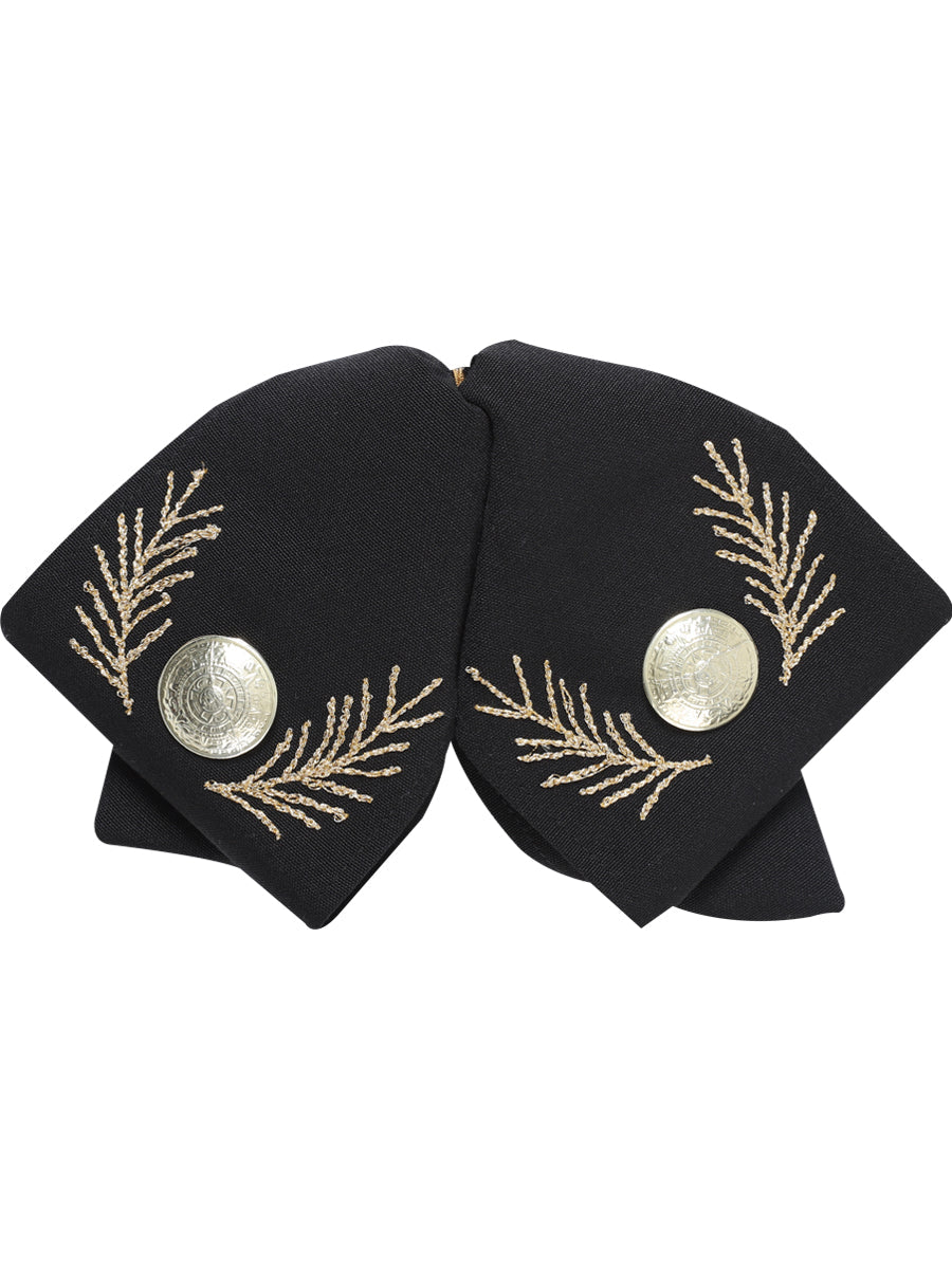 Artisanal Embroidered Charro Bow 100% Polyester in Black/Gold