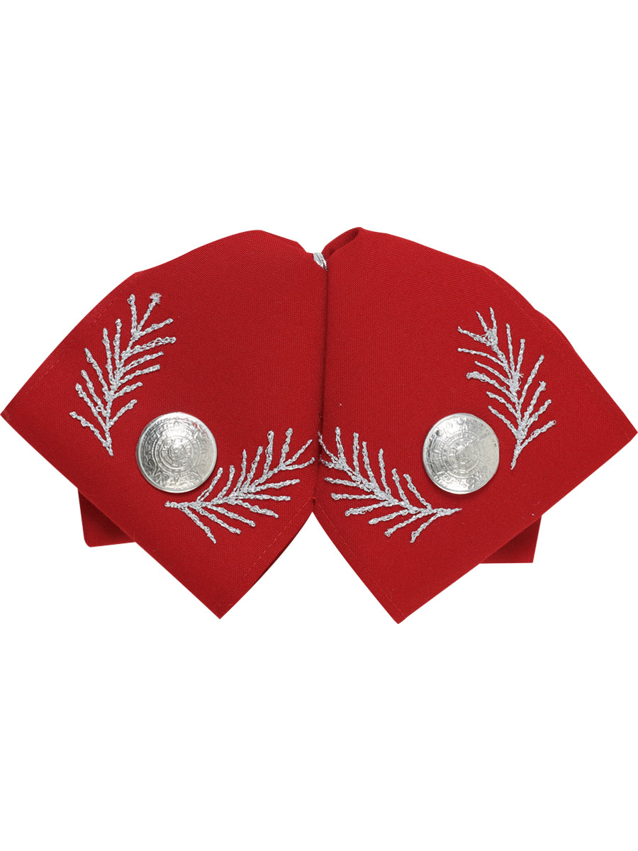 Artisanal Embroidered Charro Bow 100% Polyester in Red/Silver