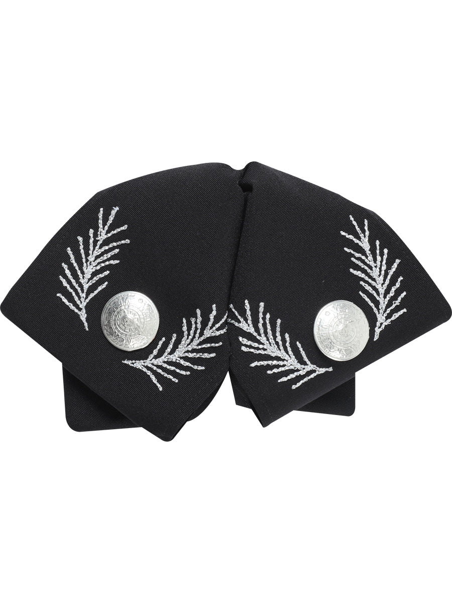 Artisanal Embroidered Charro Bow 100% Polyester in Black/Silver